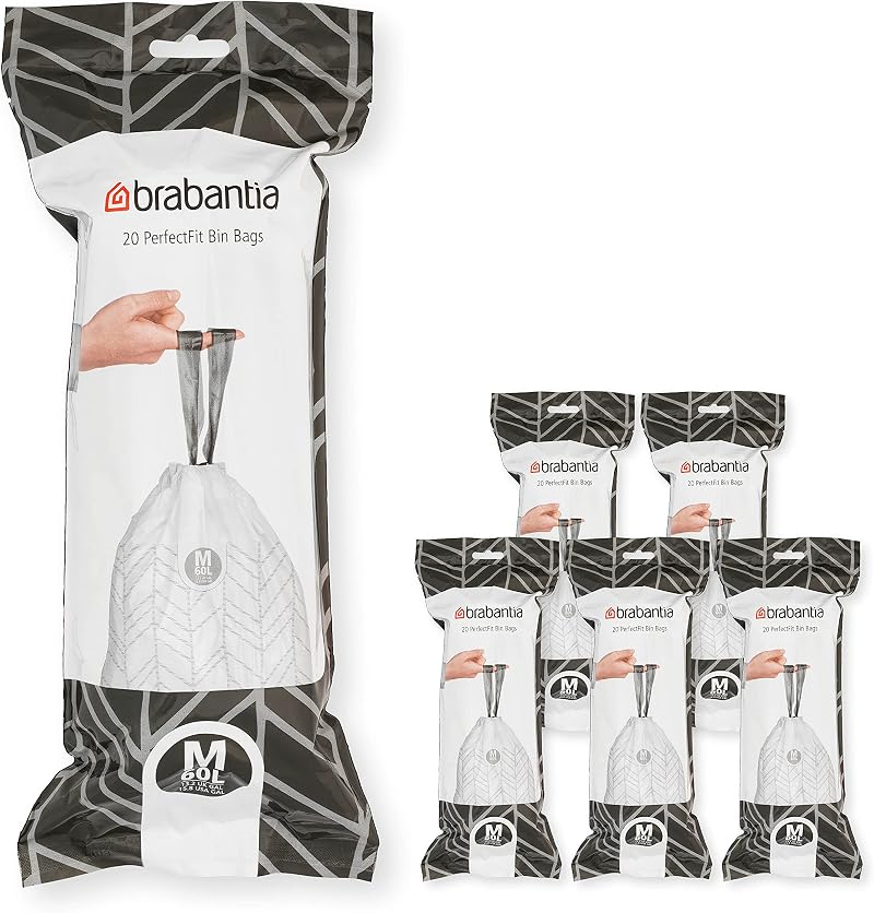Brabantia PerfectFit Bin Liners M 60 Litre Thick Plastic 120 Bags