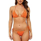 Oneheekini Sexy Bling Bikini for Women Sequin Sparkly Swimsuits Shiny String Crystal Rhinestones Thong Bikini