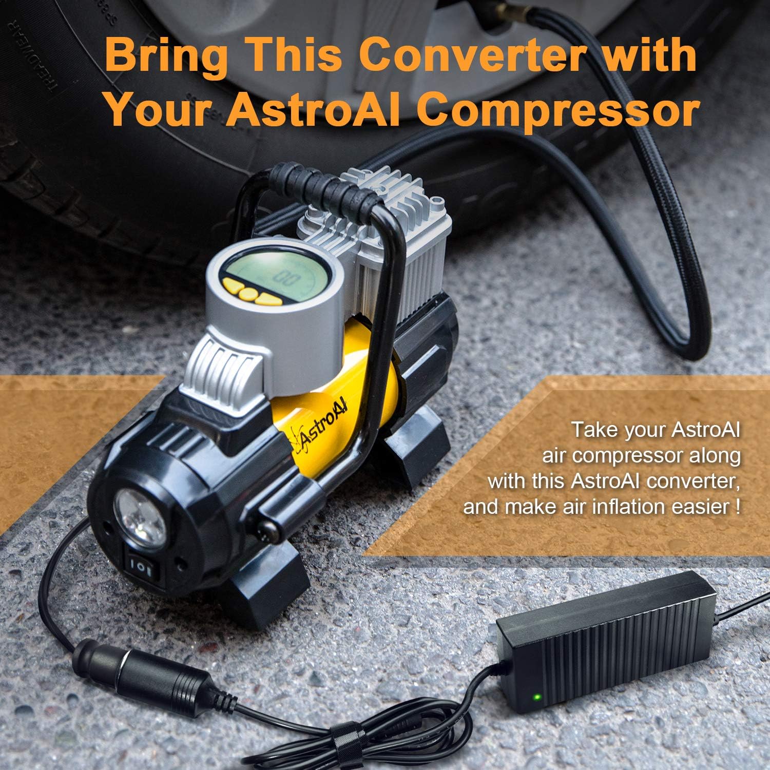 AstroAI AC to DC Converter, 10A/110Vto12V DC/120W/7.78FT, Car Cigarette Lighter Socket AC/DC Power Supply Adapter Transformer for Inflator, Car Refrigerator, and Other Car Devices: Automotive