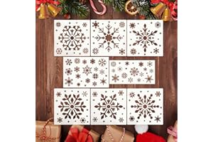 ABEILLO 8 PCS Snowflake Stencil for Crafts, Reusable Christmas Stencil Winter Xmas Holiday Snowflake Template DIY Snowflake Stencil for Painting on Wood, Gift Box, Windows, Wall, Door, Home Decor