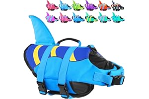 Fragralley Shark Dog Life Jacket, High Buoyancy with Tear-Resistant Nylon, Dog Float Vest for Swimming and Boating, Pet Life Preserver for Small Medium Large Dogs (PFD)