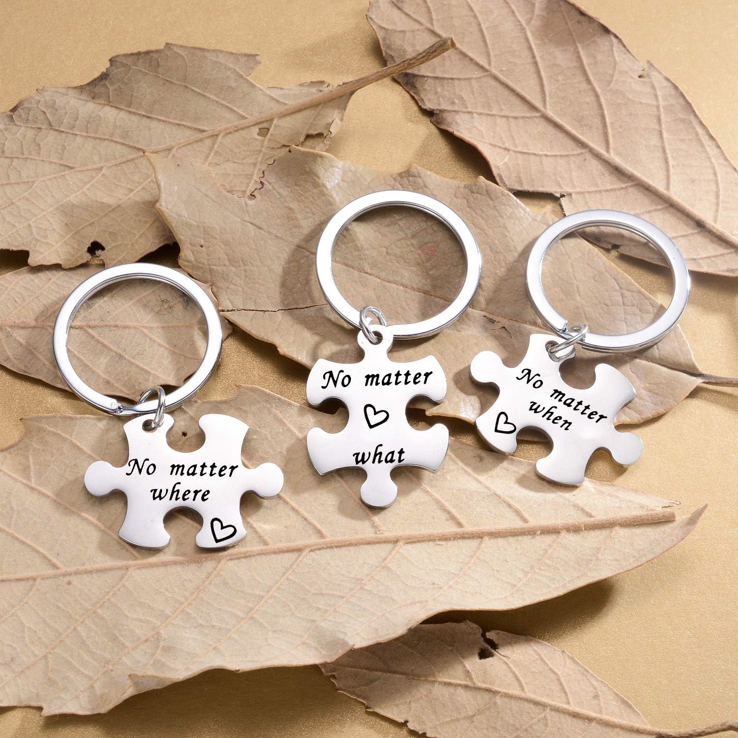 Waeceip 3PCs Best Friend Keychain Long Distance Friendship Gift No Matter Where What When Puzzle Keychain Keyring For Sister Graduation Gifts (No Matter Where What When) - Image 4