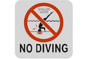 AOOCY No Diving Sign - 6x6 Inch Adhesive Vinyl Sticker for Pools, Waterproof and Durable Swimming Pool Safety Sign (No Diving)