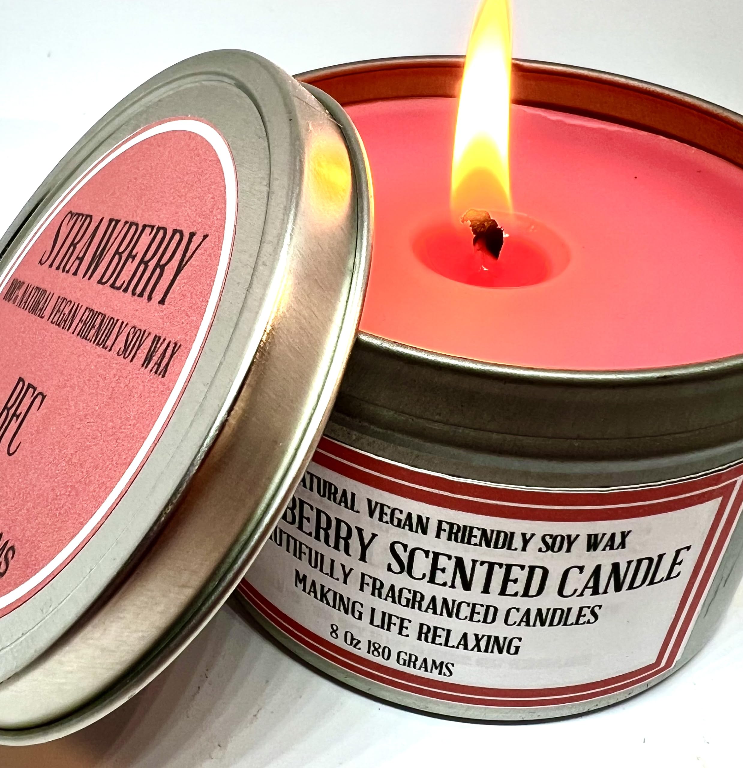 BFC 8 Oz 180 Grams Strawberry Scented Soy Wax Candle