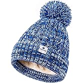 HAITHO Kids Toddler Winter Hat with Pom Pom, 2 Size Kids Beanie Hats for Girls Boys, Cute Warm Fleece Lined Knit Beanies Cap