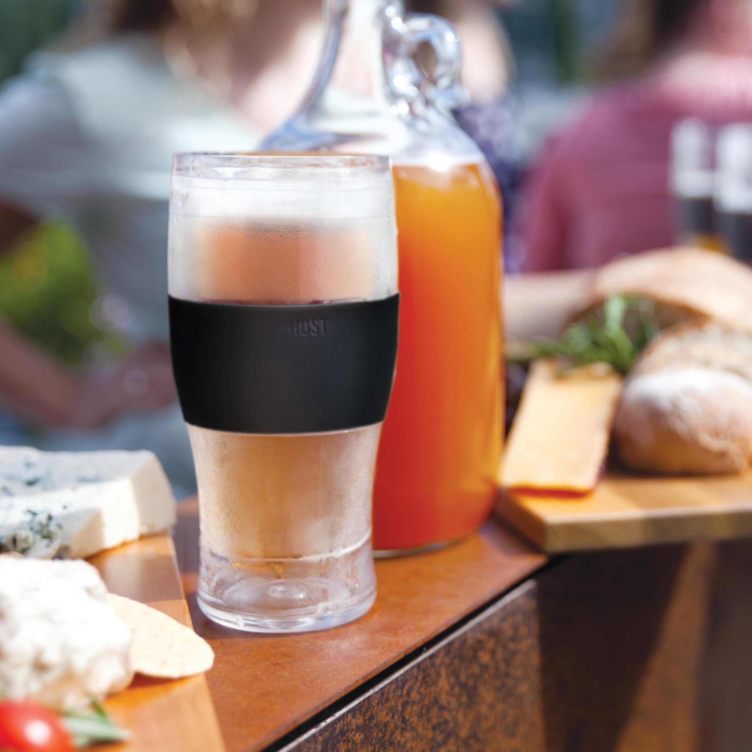 Host FREEZE Beer Glasses, Frozen Beer Mugs, Freezable Pint Glass Set, Insulated Pint Glass to Keep Your Drinks Cold, Double Walled Insulated Glasses, Tumbler for Iced Coffee, 16oz, Set of 2, Black