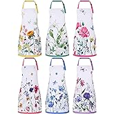Bencailor 6 Pcs Seasonal Kitchen Aprons with Pocket Women Holiday Aprons(Multicolored,Spring Floral)