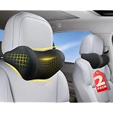Allaboutsla 2-Pack Car Neck Pillow, Car Headrest Pillow for Neck Support | Memory Foam Car Neck Pillow for Driving with Neck Support, Adjustable Strap, Head Rest Pillow for Long Drives, Trucks, Black