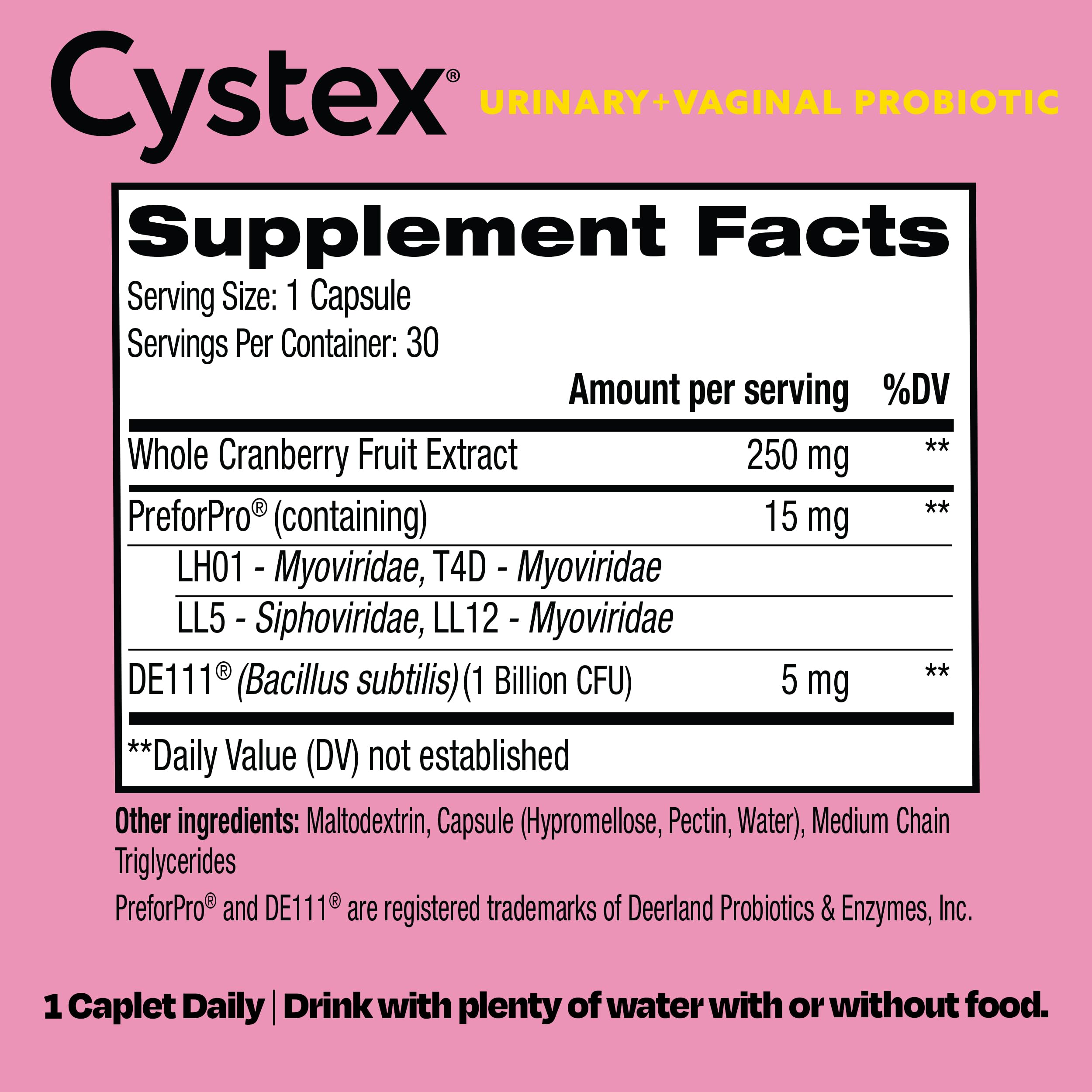 Cystex 3-in-1 Urinary Tract Probiotic for Women – Fast-Acting UTI & Yeast Infection Support with Prebiotics, Probiotics & Cranberry – Supports Vaginal pH & Flora Balance, (30 Capsules)
