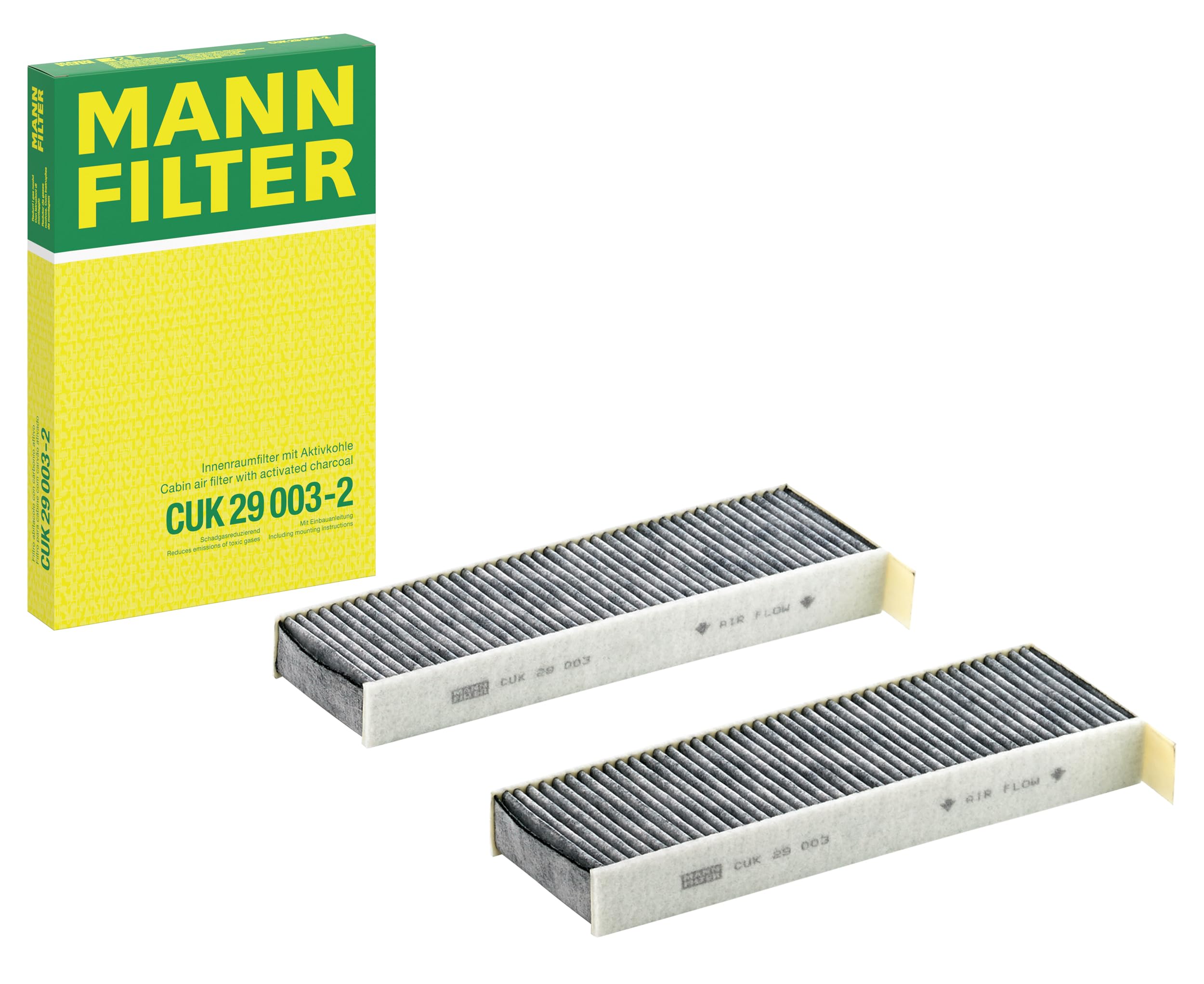 MANN-FILTER CUK 29 003-2 Cabin Air Filter - Pollen Filter with Activated Carbon - (set of 2) for Cars + Transporters