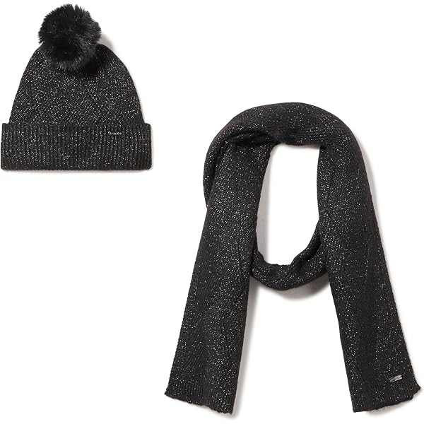 Michael Kors Black Faux Fur Hat & Scarf Set with MK Hardware $242 Michael Kors 3-Piece Set SCARF, HAT & GLOVES Black GOLD  main image 4