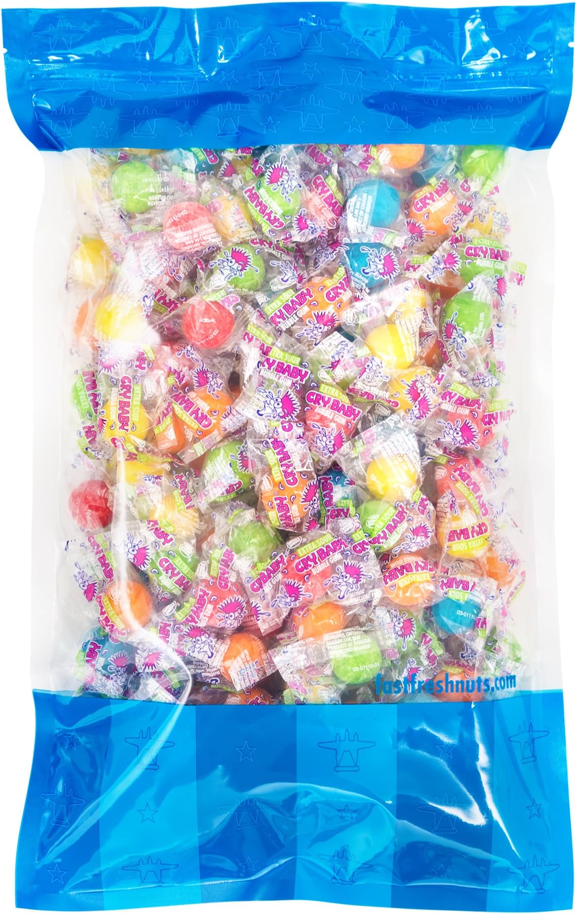 Bulk Original Cry Baby Extra Sour Bubble Gum - 3 lbs in a Resealable Bomber Bag - Great For Candy Bowls - Vending - Wholesale - Parties - Holiday Candy !!