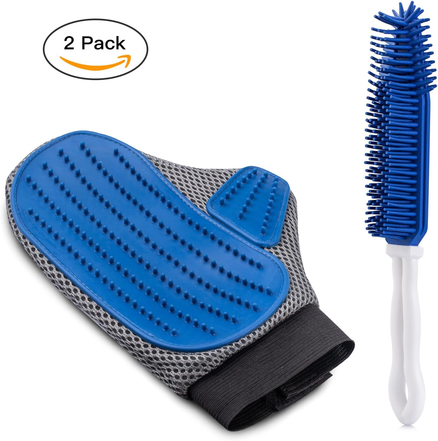 DODODO Set of 2 Pet Gentle Deshedding Glove and Grooming Brush Set