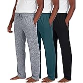 Real Essentials 3 Pack: Men's Pajama Pants Soft PJ Lounge Bottoms Loungewear Pijamas Elastic Waist Pockets (Big and Tall)