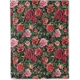 Rose Theme Blanket Plush Flannel Throw Blanket - Ultra Soft & Warm, Comfy & Lightweight - Perfect for Couch, Travel, Bedroom, Bed, Living Room - Cozy, Fuzzy Gift 50in×60in