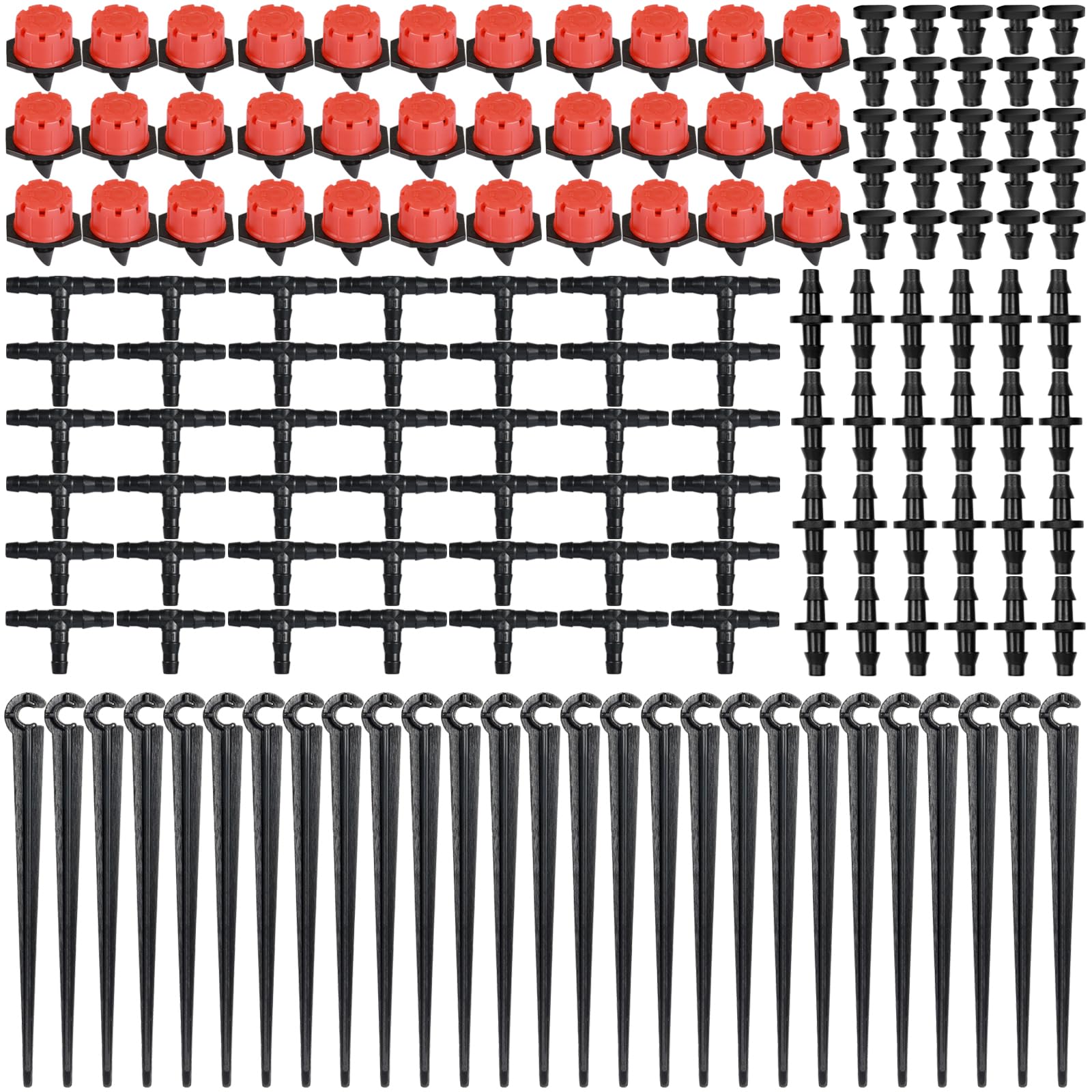 Nadinsta 145pcs Micro Drip Irrigation System Kit,Automatic Garden Watering System, Garden Irrigation Parts DIY System with Dripper，Adjustable Nozzle for Greenhouse, Flower Beds, Lawn and Pot Plants