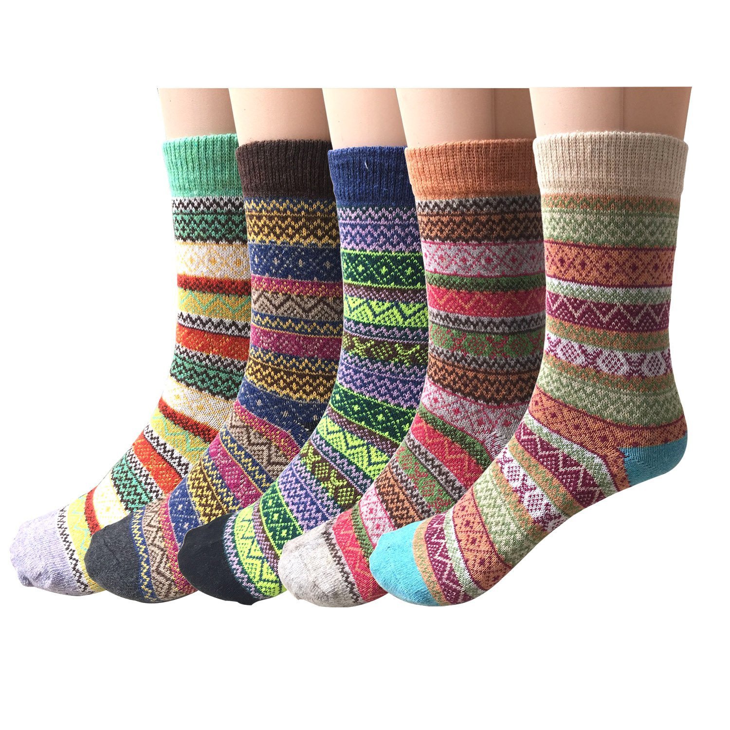 Justay 5paries Chaussettes Femme Homme En Laine Pour Hiver Chaude Respirant Epais Multicolore Femme Chaussettes Et Collants