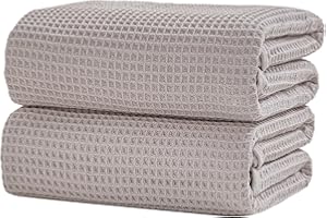XIQ 40x80 Inch Oversized Bath Sheets Towels for Adults Waffle Weave Microfiber Extra Large Bath Towels for Bathroom (Beige,2PCS)
