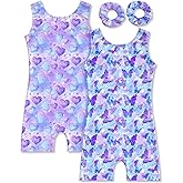 MOLLDAN Gymnastics Leotard for Girls Dance Biketard Unitards 2 Pack Tumbling Outfits for Kids