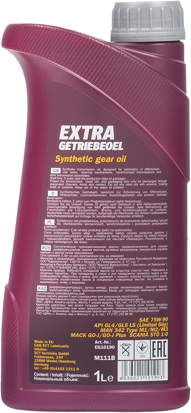 MANNOL MN8103-1 EXTRA GETRIEBEOEL 75 W-90 API GL 4/GL 5 LS, 1 Litre - Image 3