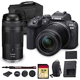 Canon EOS R10 Mirrorless Camera with 18-150mm &amp; 75-300mm Lenses Bundle | Travel Compact | For Photography &amp; Video | 24.2MP APS-C Mirrorless Camera | 4K Video + 64GB Card + Camera Bag (5331C016)