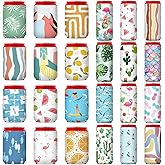 SiliFine 24 Pcs Summer Can Cooler Sleeve Insulated Neoprene Can Cooler Bulk | Beach Hawaii Beer Bottle Cup, Drink Holder Decor, Funny Summer Gift, for Men Women Holiday, Birthday Party Supplies Favor