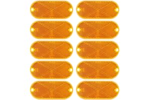 ZUDKSUY 10 Pack Front Reflector Oval Reflectors 4.45" x 1.96" Mailbox Reflectors for Trailer Driveway Fence Gateposts Cars Bo