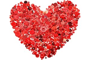 QOVYDX 600-700Pcs Red Buttons for Crafts Bulk Button Red Assoted Size Red Craft Buttons for Crafting, Art, Christmas