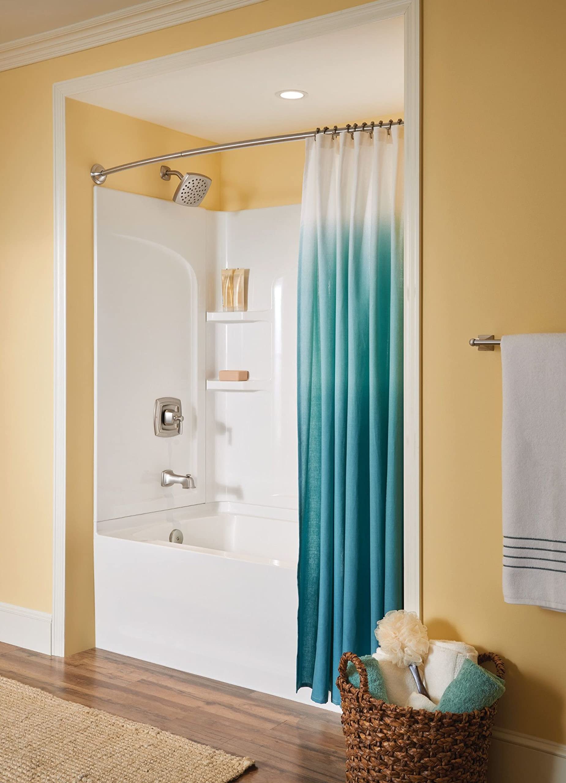 Moen Conway Spot Resist Brushed Nickel Bathroom Shower Trim Kit with Square Showerhead, Handle, Tub Spout, and Posi-Temp Valve Included, 82922SRN