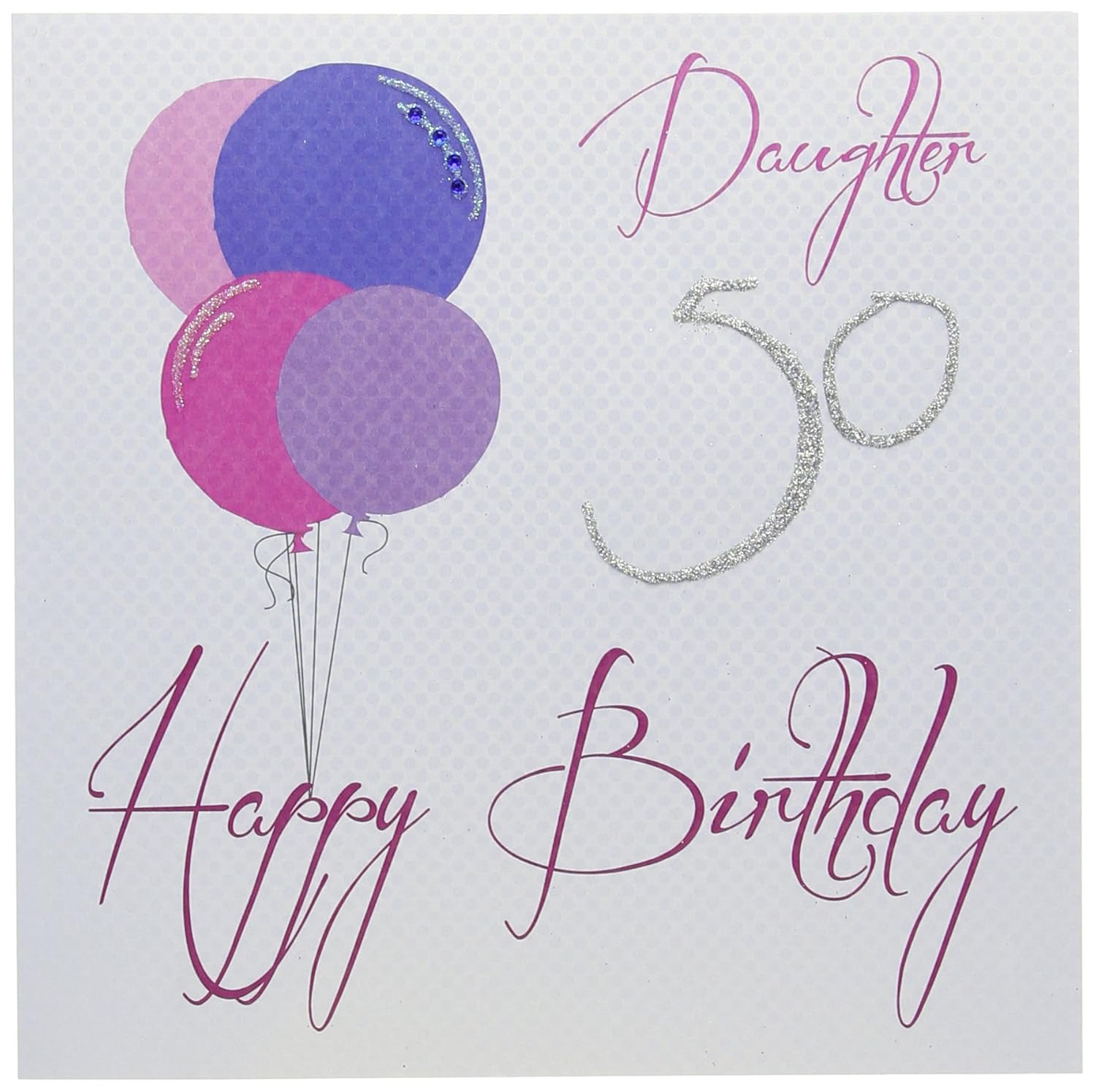 WHITE COTTON CARDS Daughter 50 Happy, Handmade 50th Birthday Card, Code