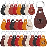 Taiyin 30 Pcs Leather Key Fob Kit for DIY Craft PU Blanks with Rivets and Key Ring for Laser Engraving Keychain (Multi Colors)
