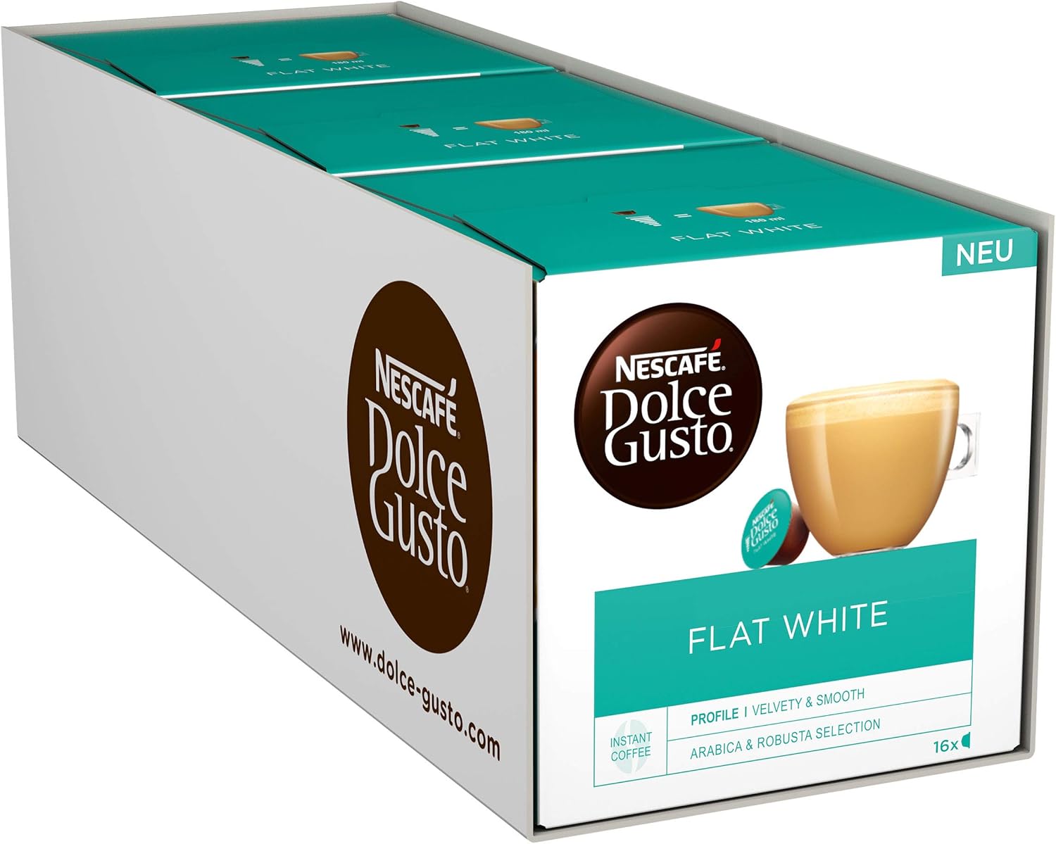 NESCAFÉ DOLCE GUSTO Flat White Coffee Pods, 16 Capsules (Pack of 3 ...