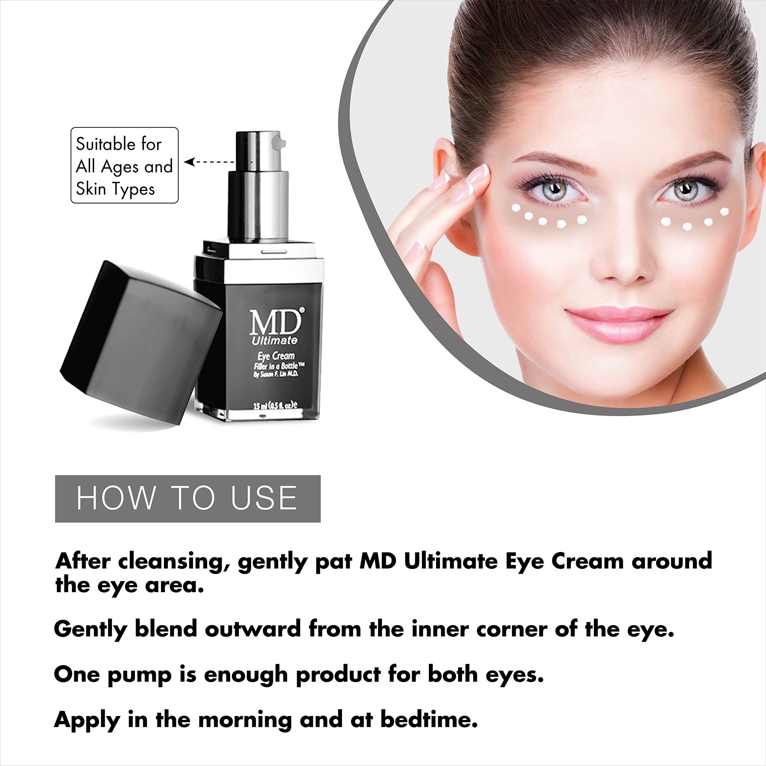 MD Lash Factor MD Ultimate Eye Cream – Under Eye Cream for Reduced Dark Circles, Puffiness, Wrinkles, Bags & Anti-Aging – Enriched with Collagen, Peptides, Shea Butter for Firmness, Lifting & Moisturization
