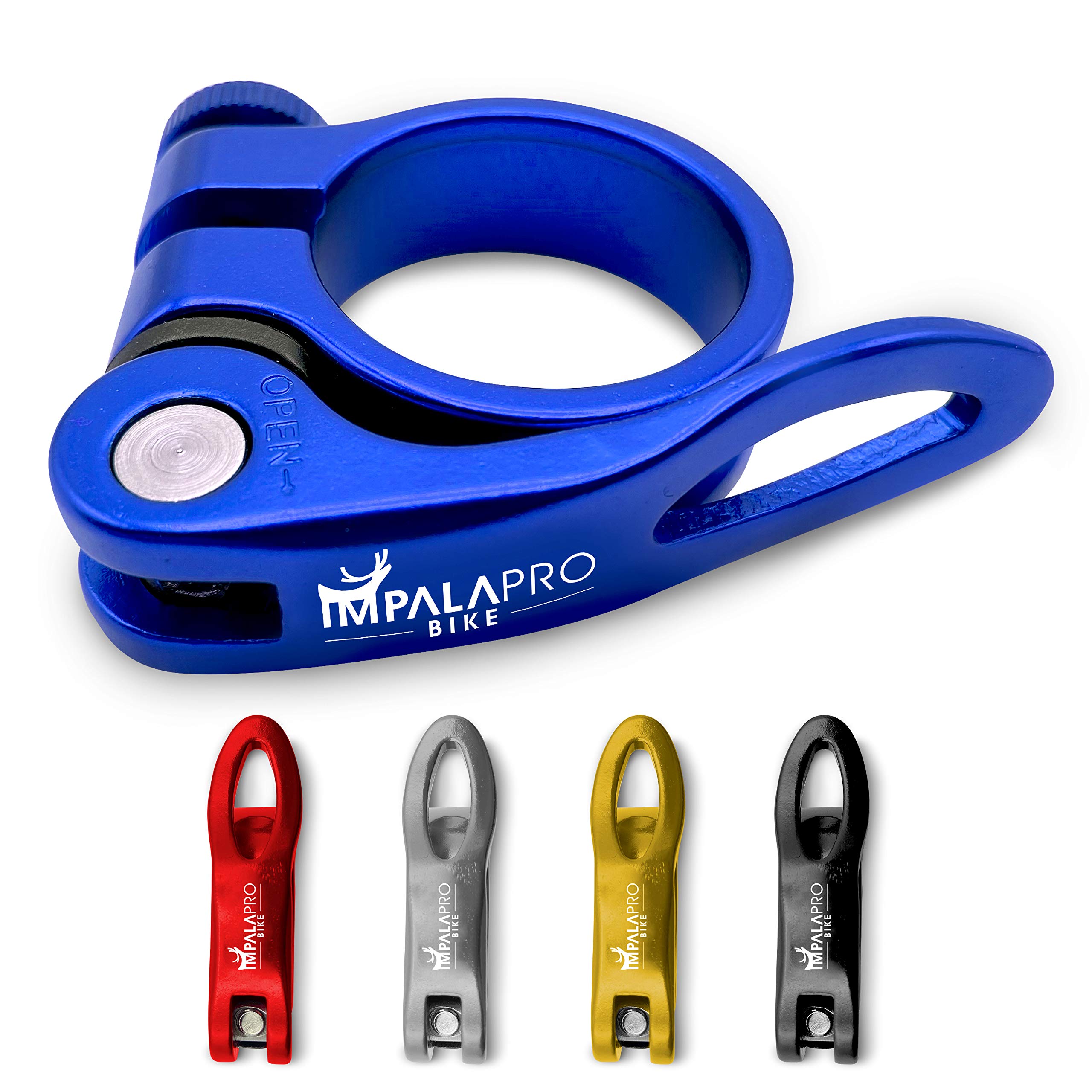 IMPALAPRO Quick Release Seatpost Clamp - Bike Seat Lock Clamp 7075CNC (Blue, 31.8 mm)