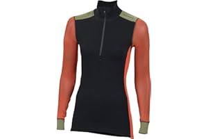 Aclima WoolNet Women's Hiking Stand-Up Collar Shirt Jet Black/Poinciana/Capulet Olive 2020 Underwear