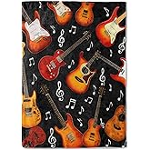 coedoaes Retro Guitar Note Fleece Blanket,50x60in,Vintage Electric Musical Instrument Black Throw Blankets,Soft Cozy Lightweight Throws for Bed Office Home Decor,Music Lovers Musician Rock Fans Gifts