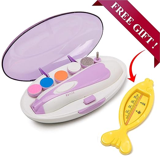Baby Nail File Bundled with a Cute Free Baby Gift. Safe Baby Nail Trimmer kit for All Ages. This Baby Nail Clipper Trims & Polishes Newborn, Infant, Toddler, Kids and Adults Toes/Fingernail (Purple)