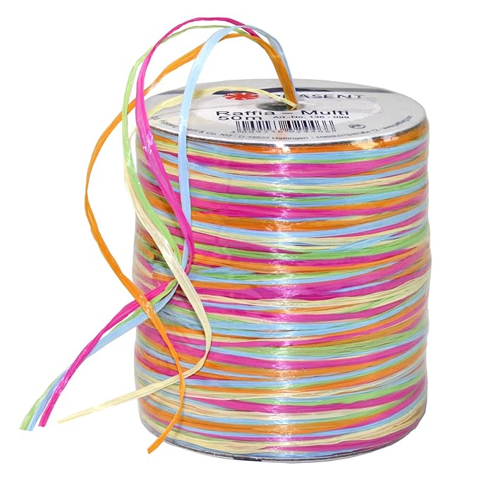 Pattberg Präsent 50-m-Spule Raffia-Multicolour - Dekobastband, bunt