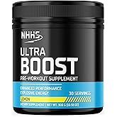 NHHS Ultra Boost Pre-Workout Powder – Explosive Energy & Performance Support | Lemon Flavor, 30 Servings, 300 Grams – Vegan, Gluten-Free, Non-GMO, No Additives – Made in USA
