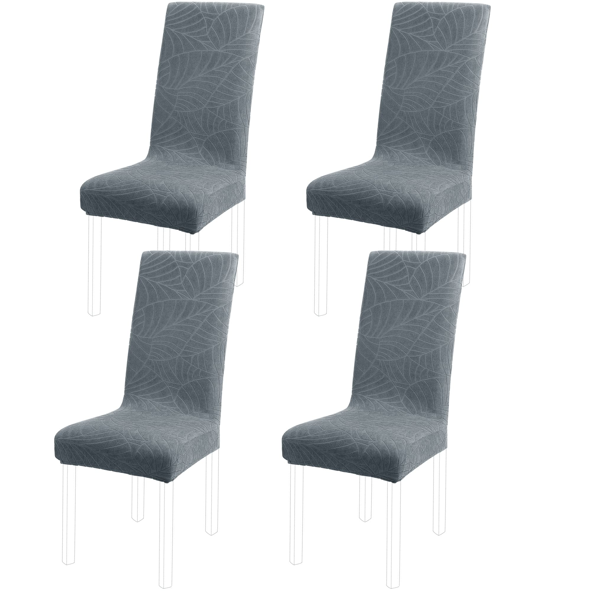 PiccoCasa Stretch Spandex Dining Chair Covers for Dining Chair 4 Pack, Removable Washable Chair Covers for Hotel Party Kitchen Wedding - Slate Blue High Back Chair Seat Slipcovers