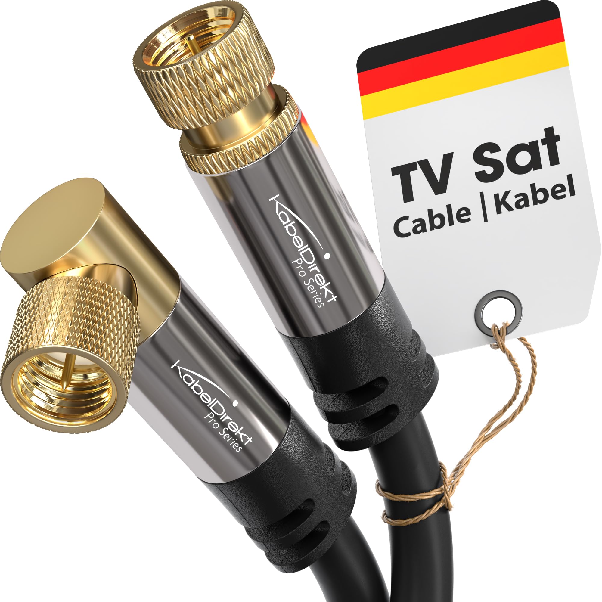 CableDirect – SAT cable, coaxial, satellite cable, 90°/straight connectors – TV cable with multi-layer shielding, break-proof metal F connectors – 5m (HDTV, Radio, DVB-T, DVB-C, DVB-S, DVB-S2)