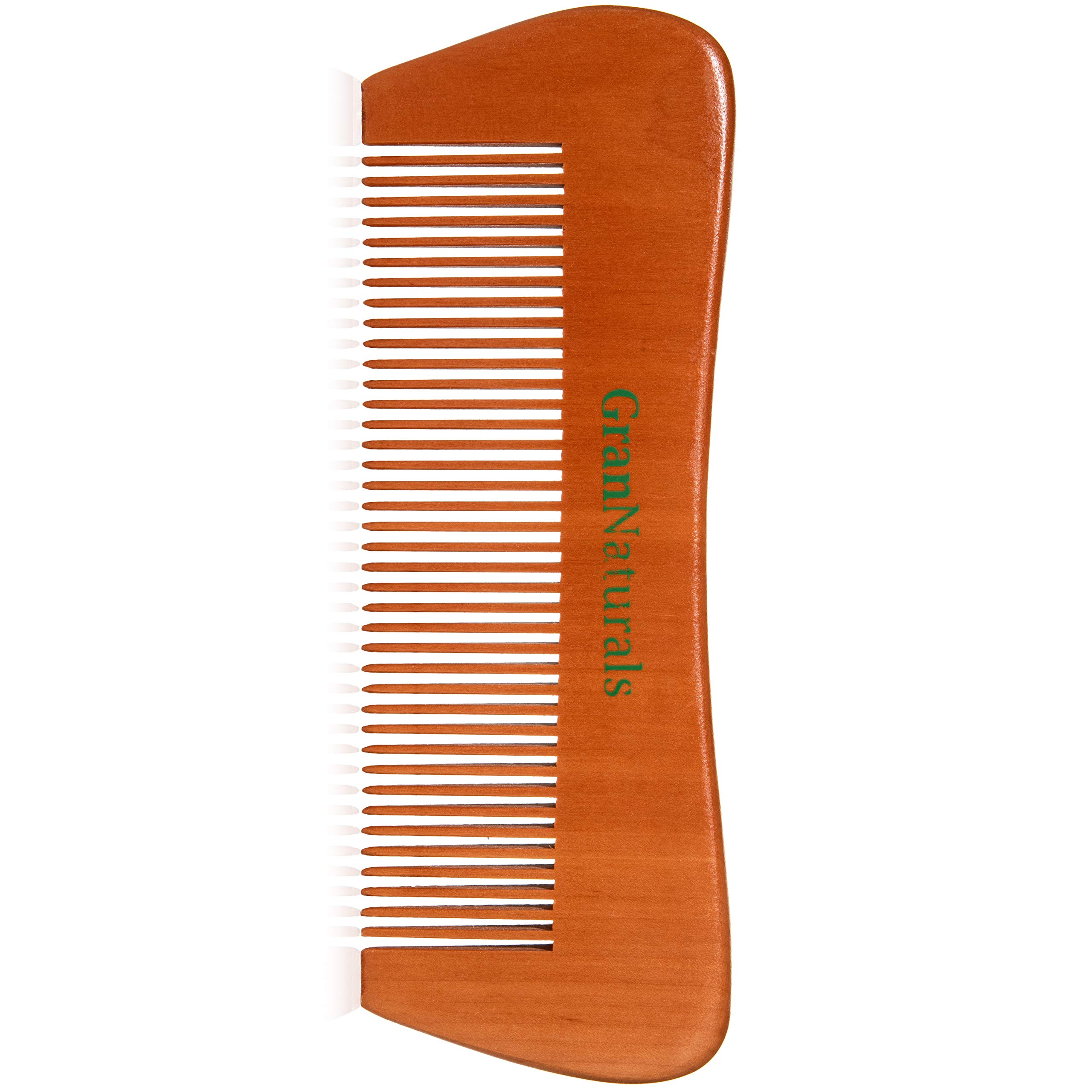 GranNaturals Long Wooden Comb - Natural Hair, Mustache & Beard Wood Detangler - Fine Toothed, Prevents Tangle & Static - Styling & Grooming Tool for Straight, Curly, Wavy Hair - Gift for Men & Women