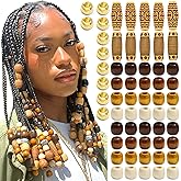 NAISKA 60Pcs Wooden Hair Beads for Braid Loc Dreadlock Jewelry Accessories Hair Tube Decoration Cute Braids Decoration Jewelry Making Kit Braid Clips for Women and Men