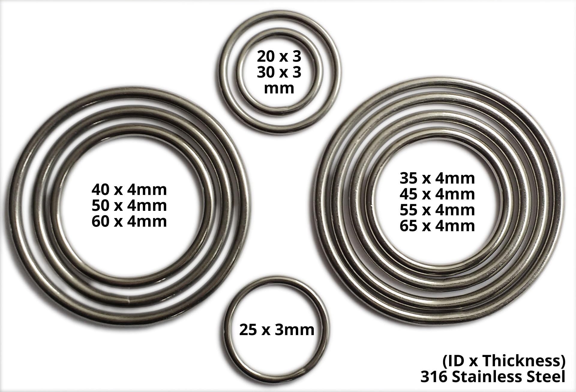 Welded Rings - 316 Stainless Steel - Size: 65mm - Pack Quantity: 1 - by Inoxia