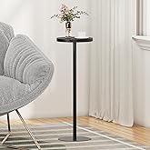 TUTOTAK Tall Round Side Table, Small End Table, Drink Table, Pedestal Table | for Small Space, Beside Table, Living Room and Bedroom, Black TB01BK065