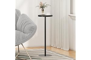 TUTOTAK Tall Round Side Table, Small End Table, Beside Table, Drink Table, Pedestal Side Table, livingroom, Black TB01BK065CA