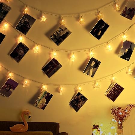 Amazon Com Ohbingo 20 Led Christmas Lights Star Photo Clips