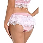 Satini Frilly Sissy Soft Lace Knickers Briefs Satin Panties