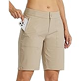 Willit Women's Golf Hiking Shorts 9" Quick Dry Athletic Long Casual Summer Shorts Zipper Pockets Water Resistant Lightweight