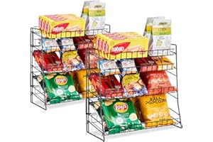Glolaurge Candy Display Rack, Chip Rack Display Stand, Wire Metal Snack Shelf for Stores, Kitchen, Office, 2 Pack, Black